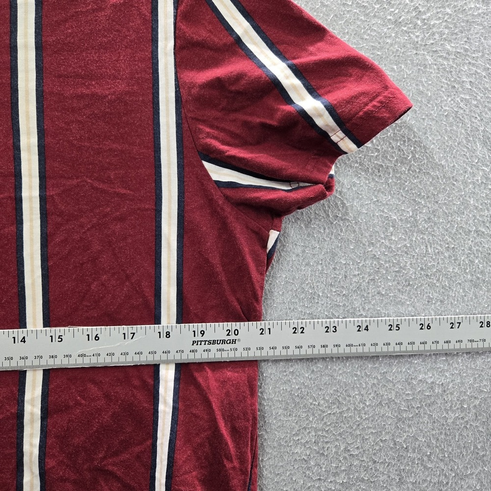 Hollister Men Shirt L Red Striped Hollister Spellout Logo Short Sleeve Embroider - Picture 7 of 9